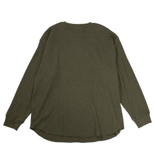 大きいサイズ メンズ EL.FO 無地ワッフル編み ヘンリーネック 長袖 Tシャツ カーキ 1278-5680-3 3L 4L 5L 6L