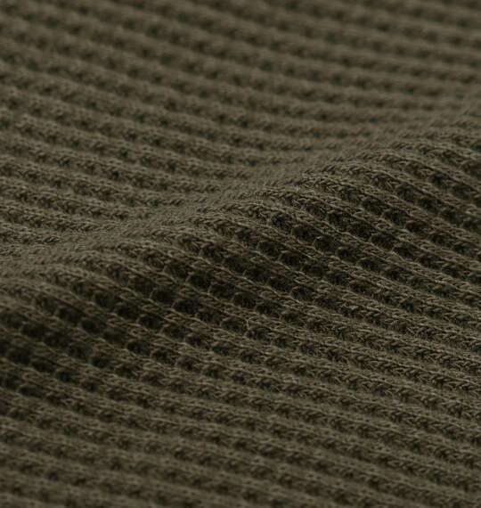 大きいサイズ メンズ EL.FO 無地ワッフル編み ヘンリーネック 長袖 Tシャツ カーキ 1278-5680-3 3L 4L 5L 6L