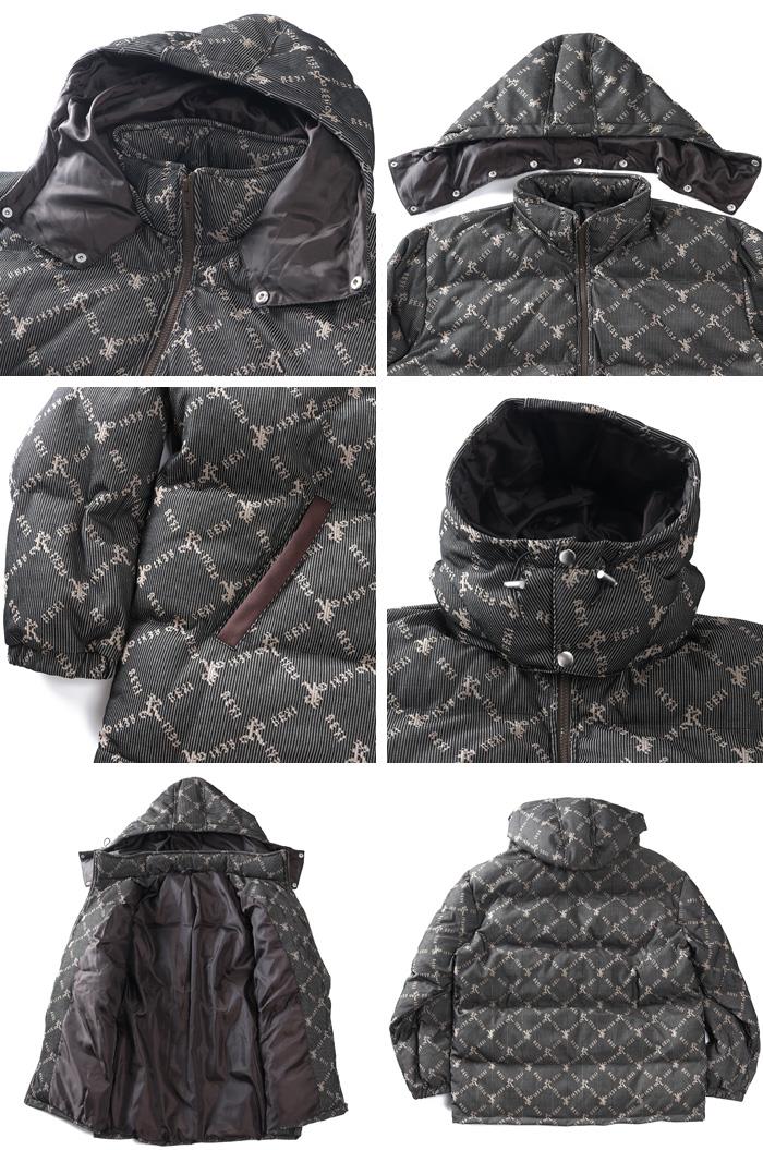 【fd1029】大きいサイズ メンズ RINGS リングス モノグラム柄 フード脱着 中綿 ブルゾン 秋冬新作 135640