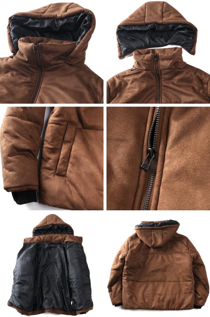 【fd1029】大きいサイズ メンズ Three Quarter フード脱着 ポリスウェード 中綿 ブルゾン 秋冬新作 kmw-54315az