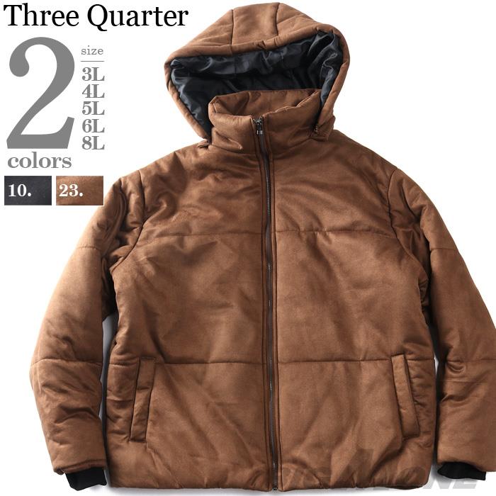 【fd1029】大きいサイズ メンズ Three Quarter フード脱着 ポリスウェード 中綿 ブルゾン 秋冬新作 kmw-54315az