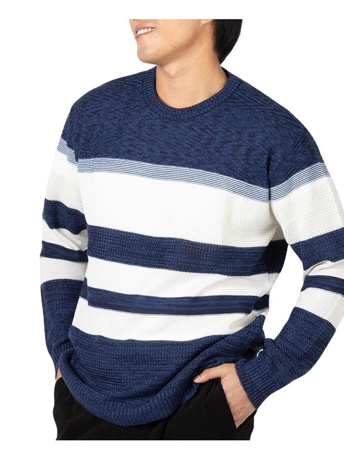 大きいサイズ メンズ SARTORIA BELLINI 国産 ウールブレンド ボーダー柄 クルーネック セーター 日本製 made in japan 秋冬新作 680-sbk2505c 【t2503】