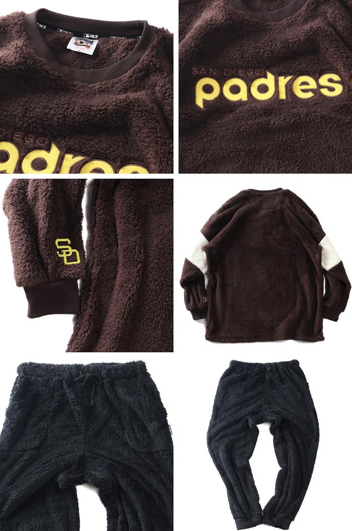 大きいサイズ メンズ COOPERSTOWN MLB ボア 無地 袖切替 上下セット 秋冬新作 21562yh