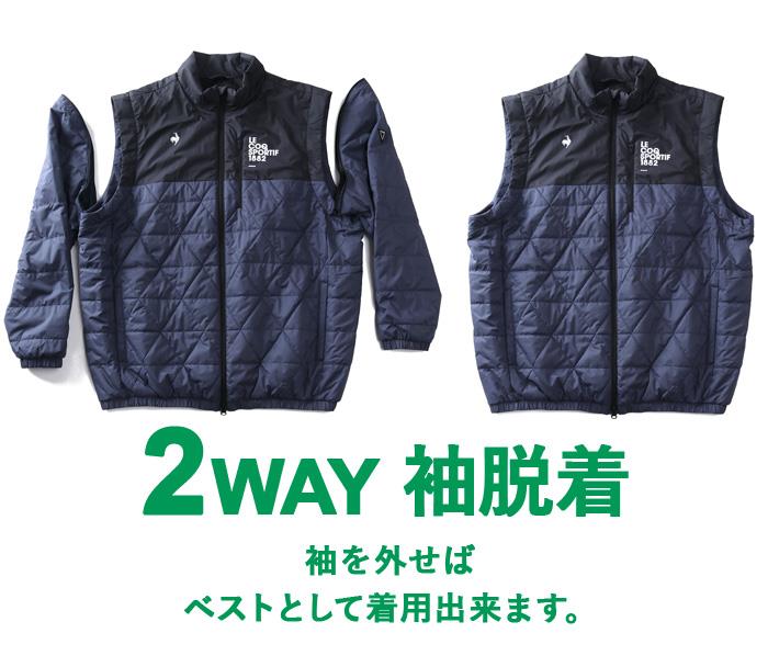 大きいサイズ メンズ LE COQ SPORTIF GOLF ルコックスポルティフ 2WAY袖脱着 中綿 ブルゾン 防風 保温 撥水 ゴルフウェア 秋冬新作 lg5fwbb1m