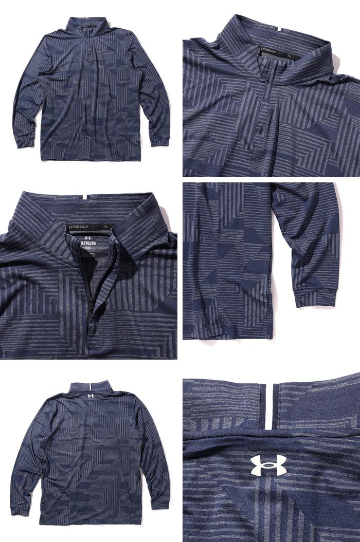 大きいサイズ メンズ UNDER ARMOUR アンダーアーマー ハーフジップ 総柄 長袖 Tシャツ ゴルフウェア USA直輸入 um1212190-190