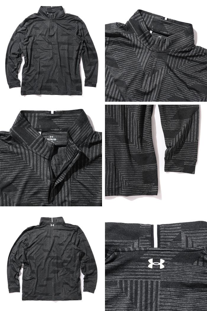 大きいサイズ メンズ UNDER ARMOUR アンダーアーマー ハーフジップ 総柄 長袖 Tシャツ ゴルフウェア USA直輸入 um1212999-999