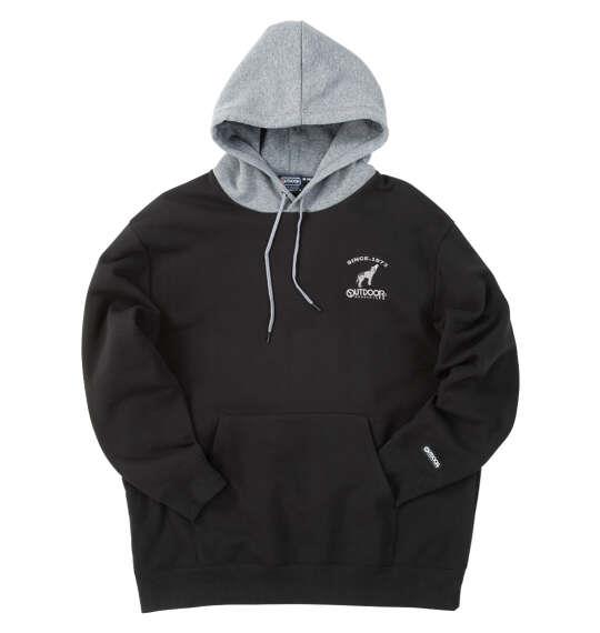 大きいサイズ メンズ OUTDOOR PRODUCTS 裏起毛 プル パーカー ブラック 1258-5313-2 3L 4L 5L 6L 8L
