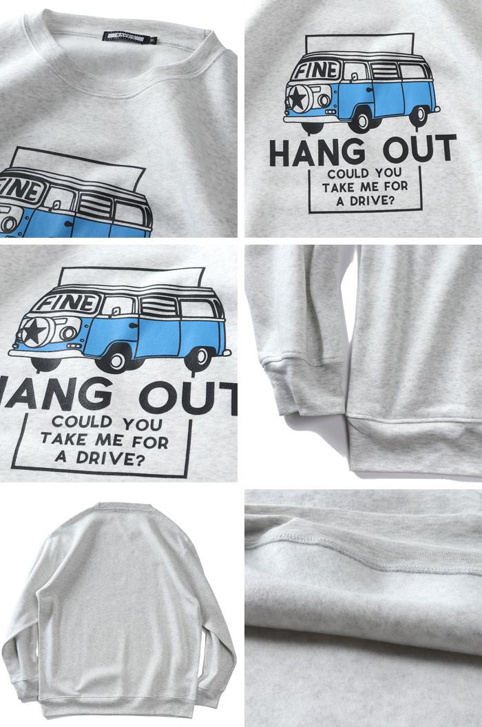 大きいサイズ メンズ RAVES 裏起毛 バスプリント トレーナー 秋冬新作 65-88625-b