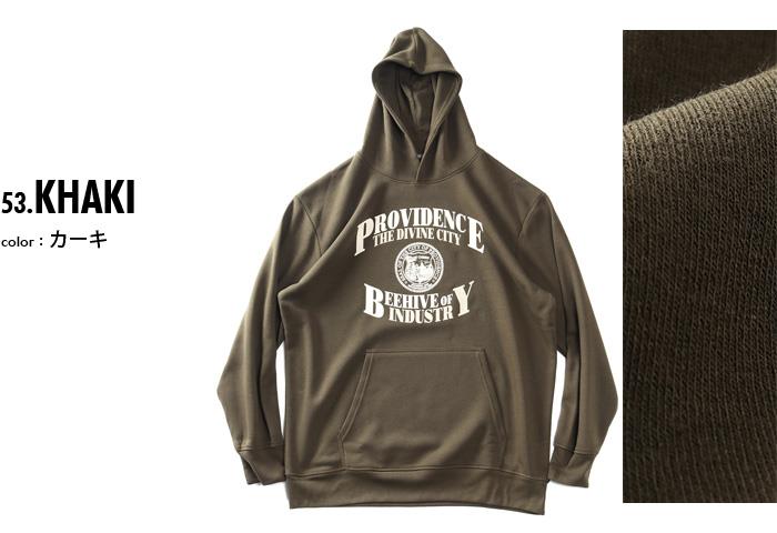 大きいサイズ メンズ RAVES 裏起毛 カレッジプリント プルオーバー パーカー 秋冬新作 65-88649-b