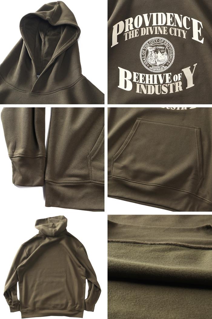 大きいサイズ メンズ RAVES 裏起毛 カレッジプリント プルオーバー パーカー 秋冬新作 65-88649-b