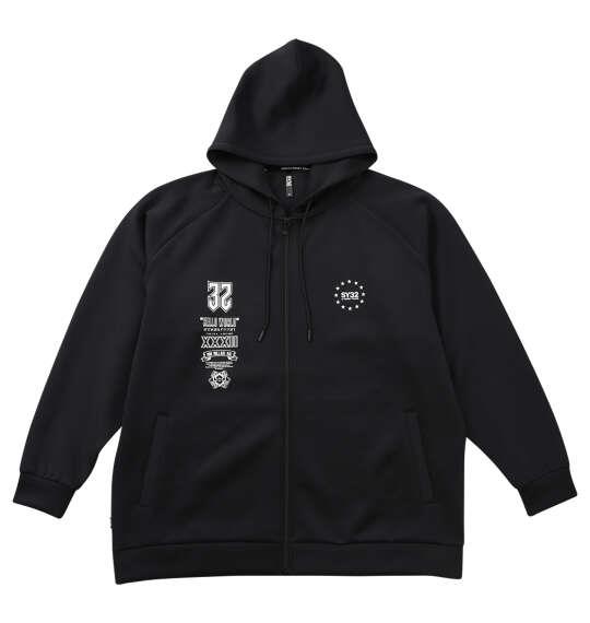 大きいサイズ メンズ SY32 by SWEET YEARS ダブルニット マルチロゴ フルジップ パーカー ブラック 1278-6120-2 3L 4L 5L 6L