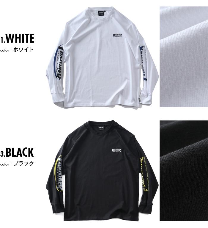 大きいサイズ メンズ THRASHER スラッシャー 袖ロゴプリント ロング Tシャツ 春夏新作 th26sp01k