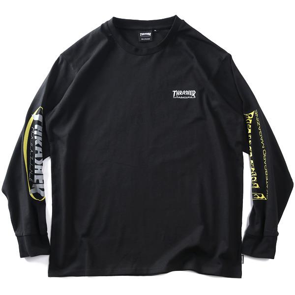 大きいサイズ メンズ THRASHER スラッシャー 袖ロゴプリント ロング Tシャツ 春夏新作 th26sp01k