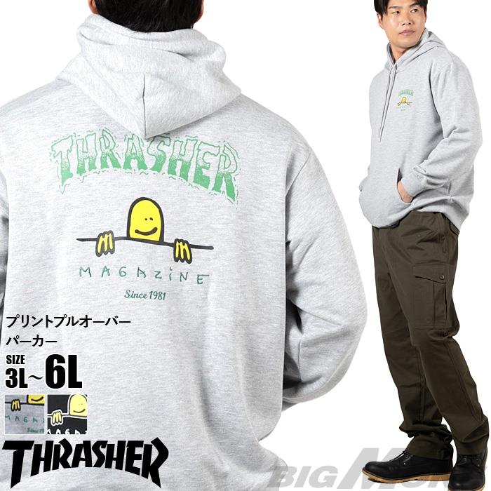大きいサイズ メンズ THRASHER スラッシャー プリント プルオーバー パーカー 春夏新作 th26sp07k 【fre】