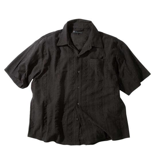 大きいサイズ メンズ in the attic ジャガード ストライプ 半袖 シャツ ブラック 1257-6200-2 3L 4L 5L 6L