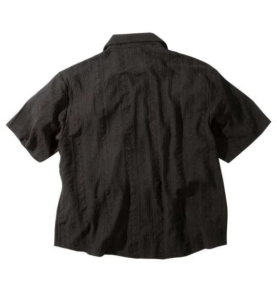 大きいサイズ メンズ in the attic ジャガード ストライプ 半袖 シャツ ブラック 1257-6200-2 3L 4L 5L 6L