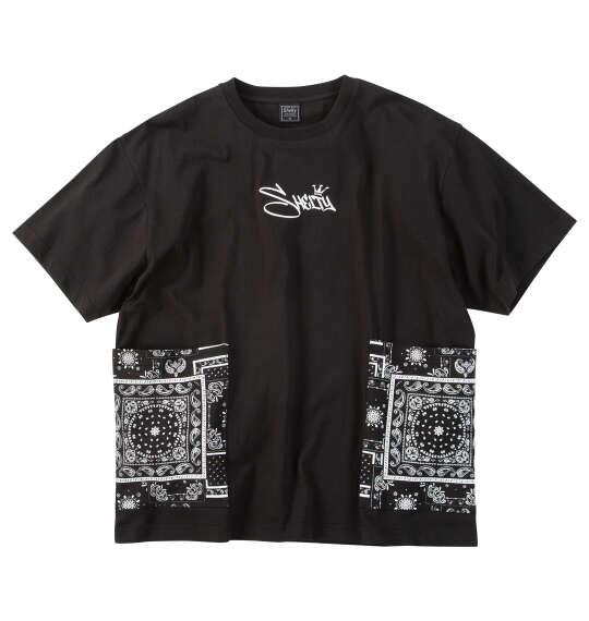 大きいサイズ メンズ SHELTY 天竺刺繍バンダナ柄ポケット付 半袖 Tシャツ ブラック 1268-6201-2 3L 4L 5L 6L 8L