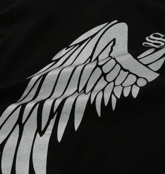 大きいサイズ メンズ SHELTY 天竺メタリックWINGプリント 半袖 Tシャツ ブラック×シルバー 1268-6202-1 3L 4L 5L 6L 8L