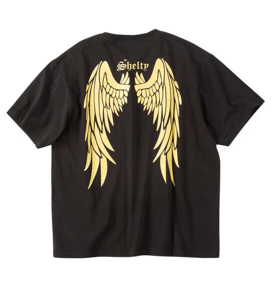 大きいサイズ メンズ SHELTY 天竺メタリックWINGプリント 半袖 Tシャツ ブラック×ゴールド 1268-6202-2 3L 4L 5L 6L 8L