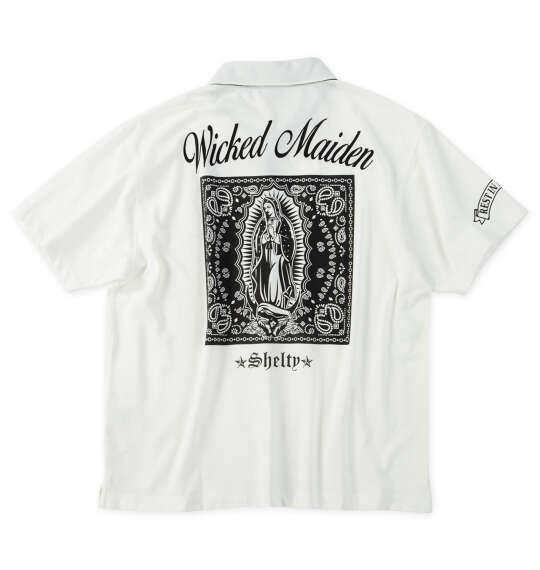 大きいサイズ メンズ SHELTY 鹿の子刺繍&マリアプリント 半袖 ポロシャツ オフホワイト 1268-6203-1 3L 4L 5L 6L 8L