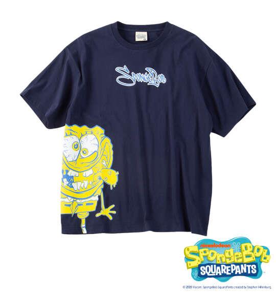 大きいサイズ メンズ SPONGEBOB 天竺プリント 半袖 Tシャツ ネイビー 1278-6506-1 3L 4L 5L 6L
