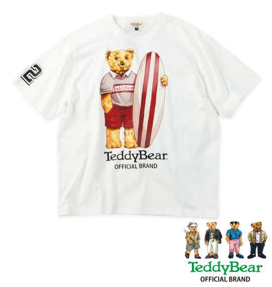 大きいサイズ メンズ Teddy Bear 天竺プリント 半袖 Tシャツ オフホワイト 1278-6510-1 3L 4L 5L 6L 8L