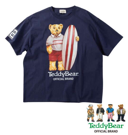 大きいサイズ メンズ Teddy Bear 天竺プリント 半袖 Tシャツ ネイビー 1278-6510-2 3L 4L 5L 6L 8L