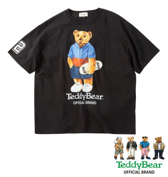 大きいサイズ メンズ Teddy Bear 天竺プリント 半袖 Tシャツ ブラック 1278-6511-2 3L 4L 5L 6L 8L