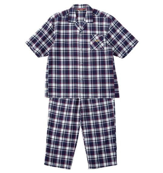 大きいサイズ メンズ marie claire homme さらテックワッフルチェック 半袖 パジャマ ネイビー 1279-6200-1 3L 4L 5L 6L 8L