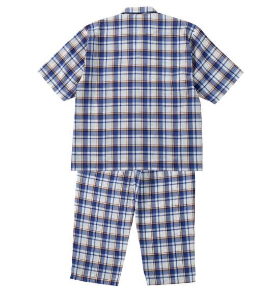 大きいサイズ メンズ marie claire homme さらテックワッフルチェック 半袖 パジャマ ブルー 1279-6200-2 3L 4L 5L 6L 8L