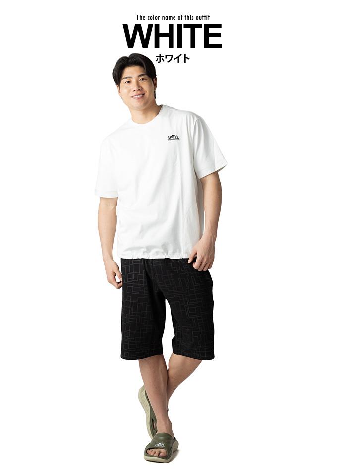 【ns623】大きいサイズ メンズ BH ビィエイチ ワンポイント ドローストリング 半袖 Tシャツ 春夏新作 bh-t260206 【fre】