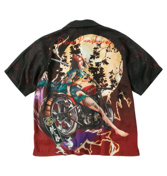 大きいサイズ メンズ 絡繰魂抜刀娘 葵抜刀満月の夜 半袖 シャツ ブラック 1257-6230-1 3L 4L 5L 6L