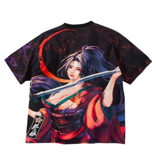 大きいサイズ メンズ 絡繰魂抜刀娘 穂乃花三日月桜 半袖 Tシャツ ブラック 1258-6275-1 3L 4L 5L 6L 8L