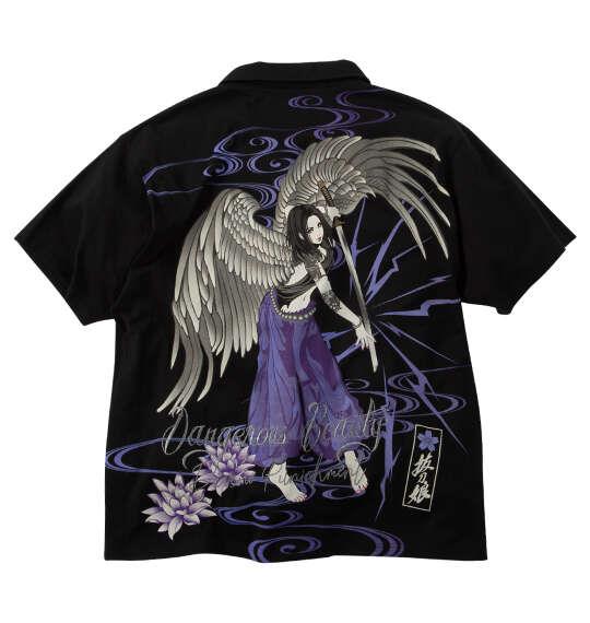 大きいサイズ メンズ 絡繰魂抜刀娘 凛ANGEL 半袖 ポロシャツ ブラック 1258-6277-1 3L 4L 5L 6L 8L