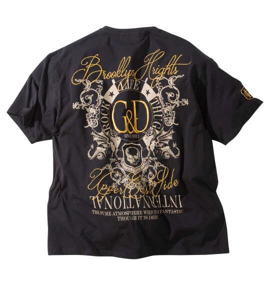 大きいサイズ メンズ GLADIATE ベア天竺刺繍&プリント 半袖 Vネック Tシャツ ブラック 1258-6280-1 3L 4L 5L 6L