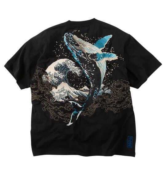 大きいサイズ メンズ 絡繰魂 座頭鯨飛翔 半袖 Tシャツ ブラック 1258-6286-1 3L 4L 5L 6L