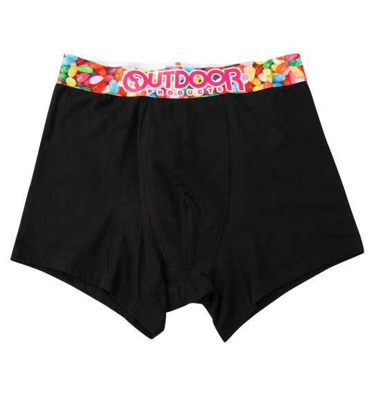 大きいサイズ メンズ OUTDOOR PRODUCTS 綿ベア天転写ゴムブラック ボクサーパンツ ブラック×ジェリービーンズ 1249-6220-1 3L 4L 5L 6L 7L 8L