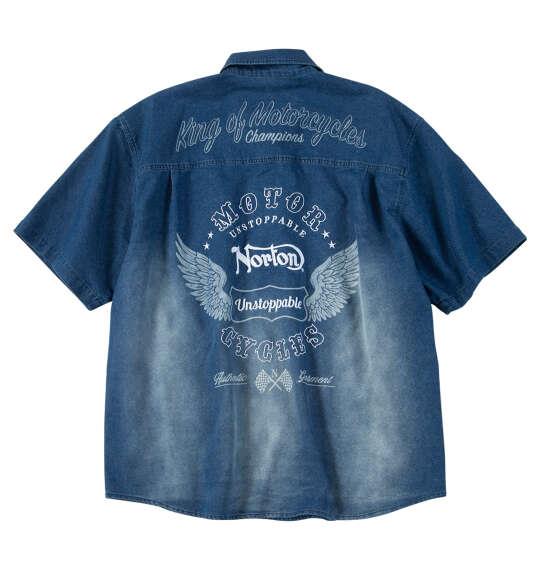 大きいサイズ メンズ Norton デニム 半袖 シャツ サンドネイビー 1277-6235-1 3L 4L 5L 6L 8L