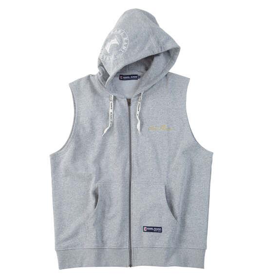 大きいサイズ メンズ KARL KANI ノースリーブ フルジップ パーカー ミックスグレー 1278-6286-1 3L 4L 5L 6L 8L