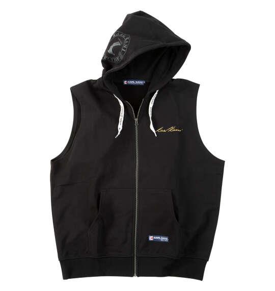 大きいサイズ メンズ KARL KANI ノースリーブ フルジップ パーカー ブラック 1278-6286-2 3L 4L 5L 6L 8L