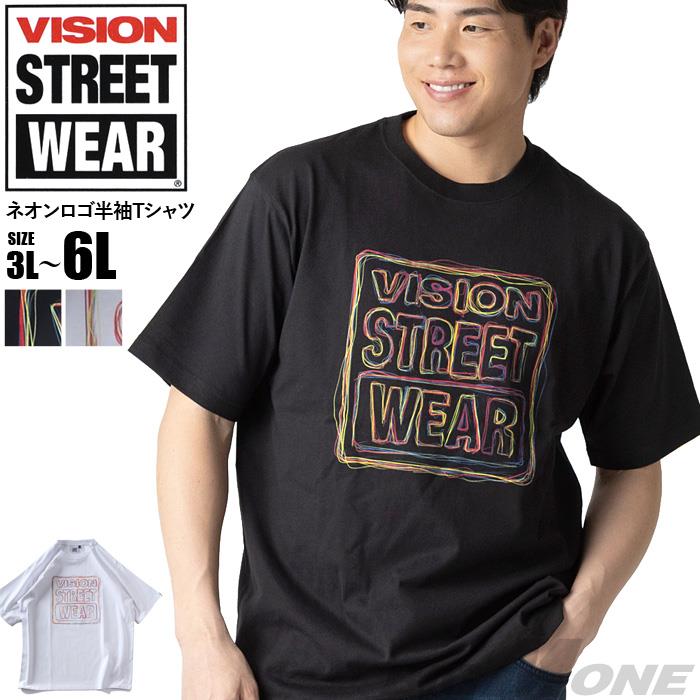 【ns623】大きいサイズ メンズ VISION STREET WEAR ネオンロゴ 半袖 Tシャツ 春夏新作 6505702 【fre】