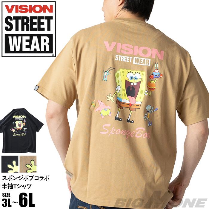 【ns623】大きいサイズ メンズ VISION STREET WEAR スポンジボブコラボ 半袖 Tシャツ 春夏新作 6505704 【fre】