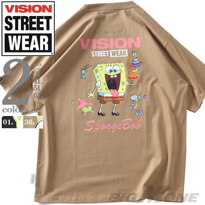 大きいサイズ メンズ VISION STREET WEAR スポンジボブコラボ 半袖 Tシャツ 春夏新作 6505704