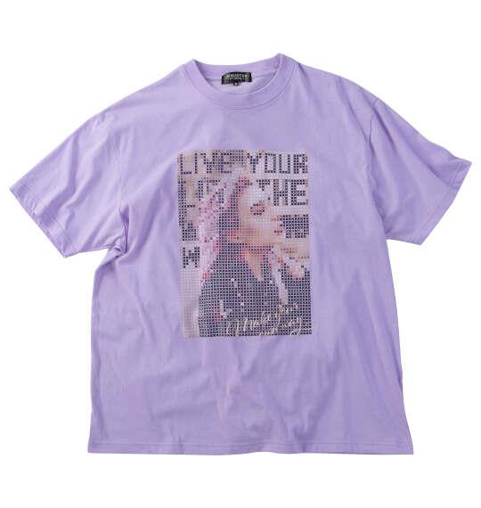 大きいサイズ メンズ RIMASTER VISION 天竺トリックアート 半袖 Tシャツ ラベンダー 1268-6215-1 3L 4L 5L 6L 8L