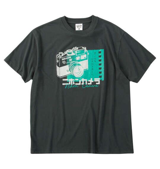 大きいサイズ メンズ レトロプリント カメラ 半袖 Tシャツ チャコール 1268-6222-1 3L 4L 5L 6L 8L