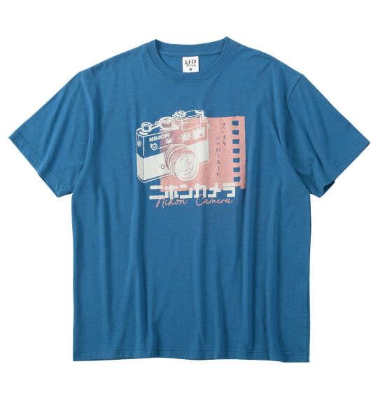 大きいサイズ メンズ レトロプリント カメラ 半袖 Tシャツ オリエンタルブルー 1268-6222-2 3L 4L 5L 6L 8L