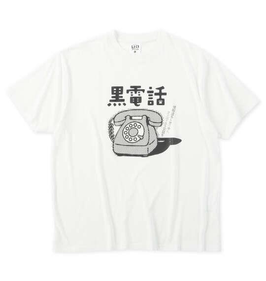大きいサイズ メンズ レトロプリント 黒電話 半袖 Tシャツ ホワイト 1268-6223-1 3L 4L 5L 6L 8L