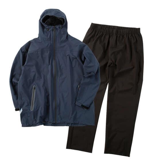 大きいサイズ メンズ DOQMENT 4WAYストレッチシールドEX レインスーツ ネイビー×ブラック 1276-6210-2 4L 5L 6L 7L 8L