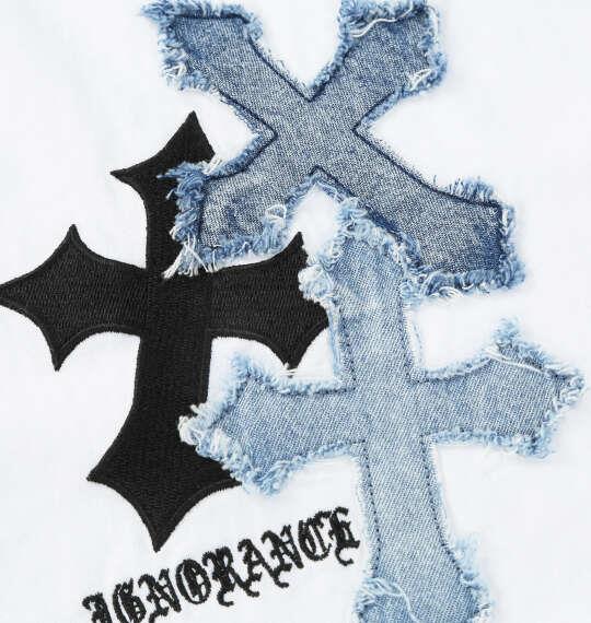 大きいサイズ メンズ in the attic デニムクロスパッチワーク 半袖 Tシャツ ホワイト 1258-6230-1 3L 4L 5L 6L