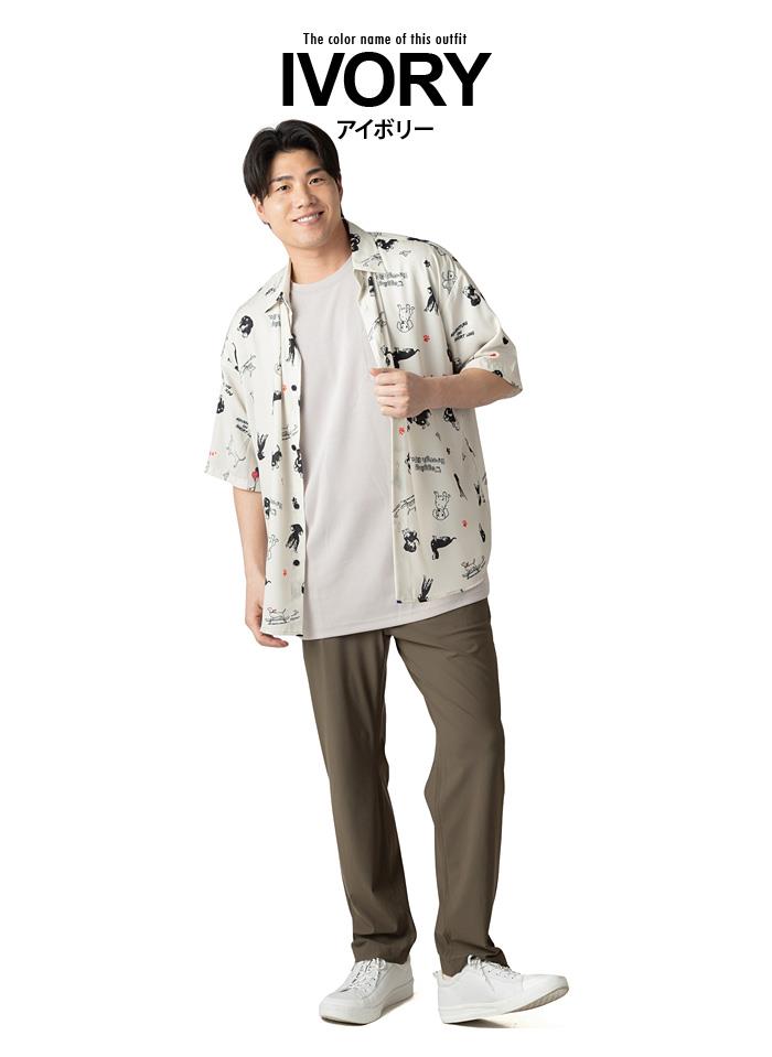 【ns623】大きいサイズ メンズ DANIEL DODD 総柄プリント ビックシルエット 半袖 シャツ 接触冷感 イージーケア 春夏新作 916-sh260216 【fre】